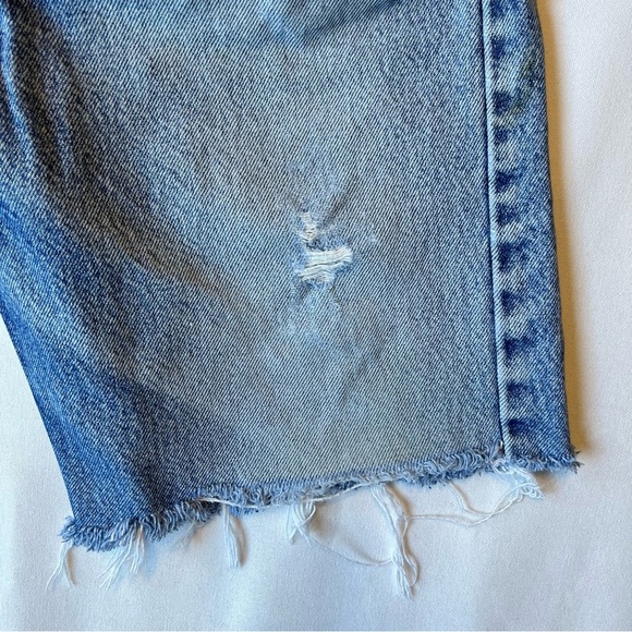Levis 505 shorts 34 Regular fit Distressed light blue wash Faded Mens Zip fly - Picture 3 of 9